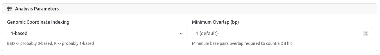 Analysis Parameters Interface