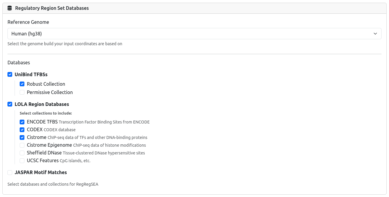Database Selection Interface
